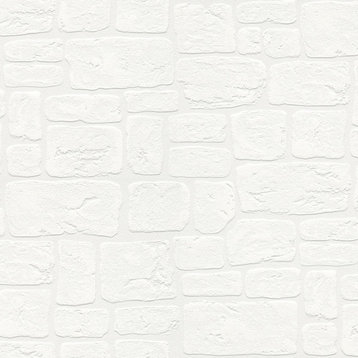 4000-2040-42 Gaffrey White Stone Paintable Wallpaper Expanded Vinyl