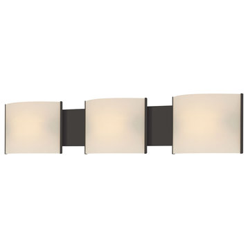 Pannelli 3 Light Vanity, Oil Rubbed Bronze And Hand-Moulded White Opal Glass