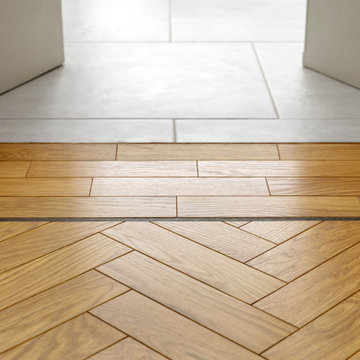 Natural Oiled  Herringbone Parquet -Double border with wenge inlay