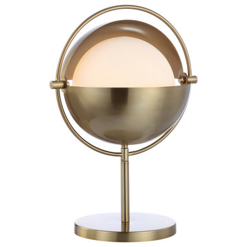 Casi 17.5" Iron/Glass Art Deco Globe LED Table Lamp, Brass Gold