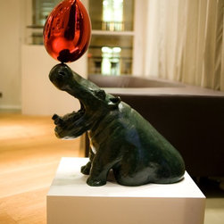Hippo Ballon Rouge - Sculpture