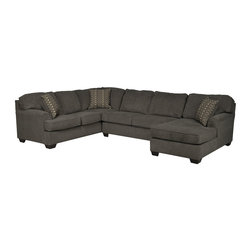 Loric Smoke 3 Piece Right Facing Sectional - Sectional Sofas