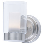 Maxim Lighting - Maxim Lighting 30261CLFTSN Mod - 5" 8W 1 LED Wall Sconce - A contemporary design featuring a Satin Nickel frame supporting Clear cylinder glass shades with Frost interior diffusers all powered with energy efficient LED technology. Finally LED technology at an affordable price.Shade Included: TRUEColor Temperature: 3000CRI: 90+Lumens: 750* Number of Bulbs: 1*Wattage: 8W* BulbType: PCB LED* Bulb Included: No