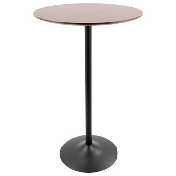 LumiSource Pebble Table, Black Metal/Walnut Wood