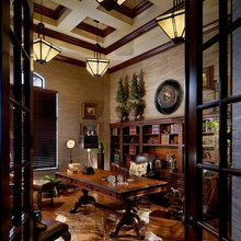 Office with grasscloth