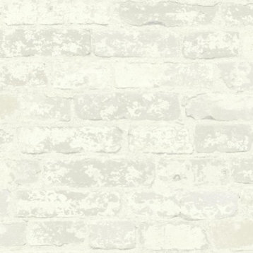 Stuccoed White Brick Peel and Stick Wallpaper