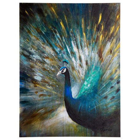 Peacock Prowess Art Painted On Canvas