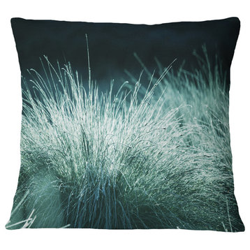 Wet Green Grass in Downpour Landscape Printed Throw Pillow, 16"x16"