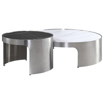 First of a Kind Zee Nesting Coffee Tables, Round, 2-Piece Set