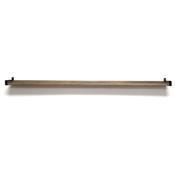 InPlace 24x5x2.75 Driftwood/Metal Real Wood Industrial Iron Bracket Ledge, 60 in