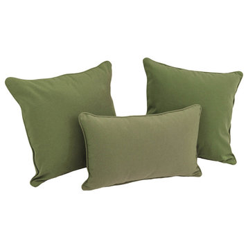 Solid Twill Throw Pillows With Inserts, 3-Piece Set, Sage