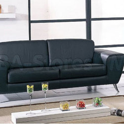 Julie Black Italian Leather Sofa - Sofas