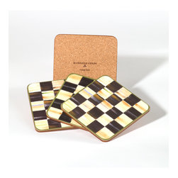 Courtly Check Cork Back Coasters - Set of 4 | MacKenzie-Childs - Coasters