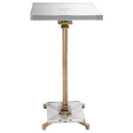 Uttermost - Richelieu Traditional Drink Table - Streamlined With Updated Traditional Style In Mind, This Petite Drink Table Features A Thick Crystal Top And Coordinating Accents On The Base, Finished In Brushed Brass Plating.