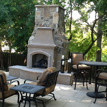 Nebraska Deck with Fireplace & Limestone Outdoor Flooring
