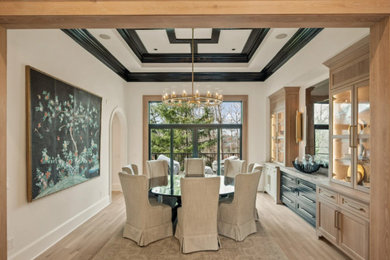 Transitional vaulted ceiling dining room photo in Atlanta