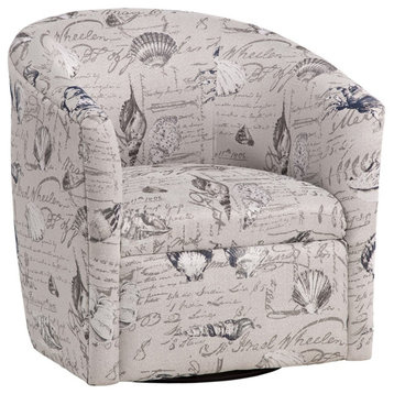 Pemberly Row Polyester Fabric Swivel Accent Chair in Gray Finish