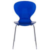 LeisureMod Oyster Modern Dinin Side Chair With Chrome Legs, Set of 2, Blue