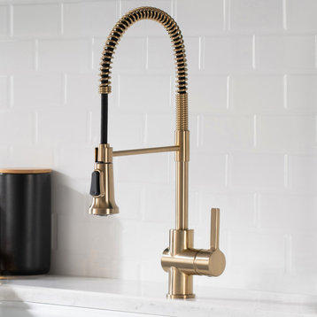 Britt Commercial Style 3-Function Pull-Down 1-Handle 1-Hole Kitchen Faucet, Spot Free Antique Champagne Bronze W/ Water Filter Dispenser
