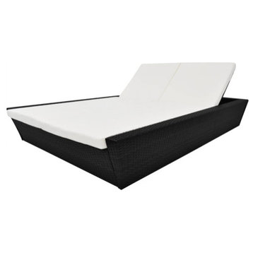vidaXL Patio Bed Outdoor Rattan Daybed Sunbed with Cushion Poly Rattan Black