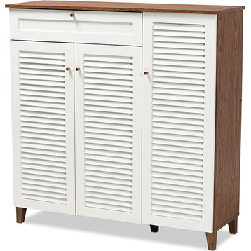 Coolidge Shoe Storage Cabinet with Drawer - White, Walnut