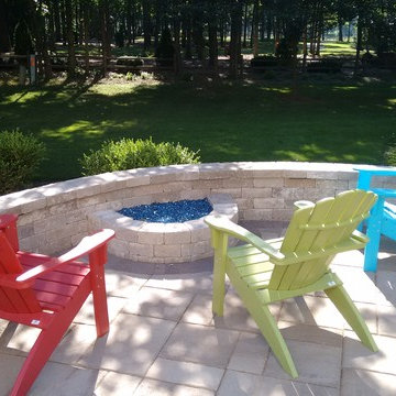 Wood Deck with Belgard Patio and Fire Pit -Gurnee, IL