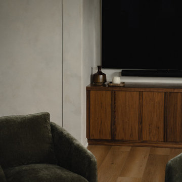 Bar Cabinetry with LED Stone Backsplash Lighting