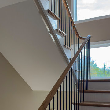 Project #153 | Sophisticated Red Oak Stair with Metal Balusters