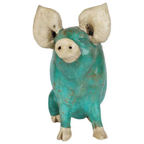 Wilber the Pig Handmade Planter, Turquoise