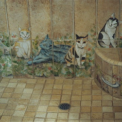 Roman Shower Design with Cats - Artwork