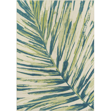 Momeni Baja Palm Leaf Baj27 Southwestern Outdoor Rug, Green, 5'3"x7'6"