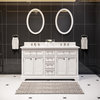 Derby White Bathroom Vanity, Pure White, 60" Wide, No Mirror, No Faucet