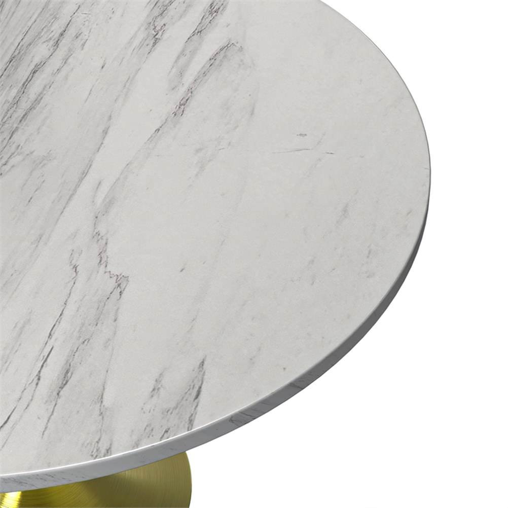 LeisureMod Verve Round Dining Table with Resin Top and Brushed Gold ...