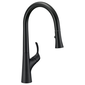 Antioch Single Handle Pull-Down Kitchen Faucet w/ Snapback, Satin Black