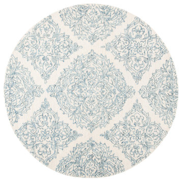 Safavieh Abstract Collection, ABT346 Rug, Ivory/Blue, 4'x4' Round