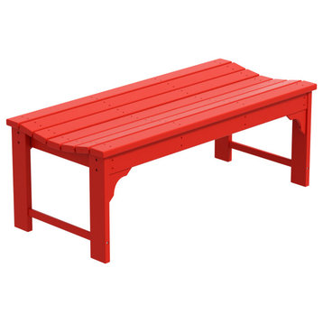 WestinTrends Plastic Picnic Bench Outdoor Dining Patio Lounge Garden Bench, Red