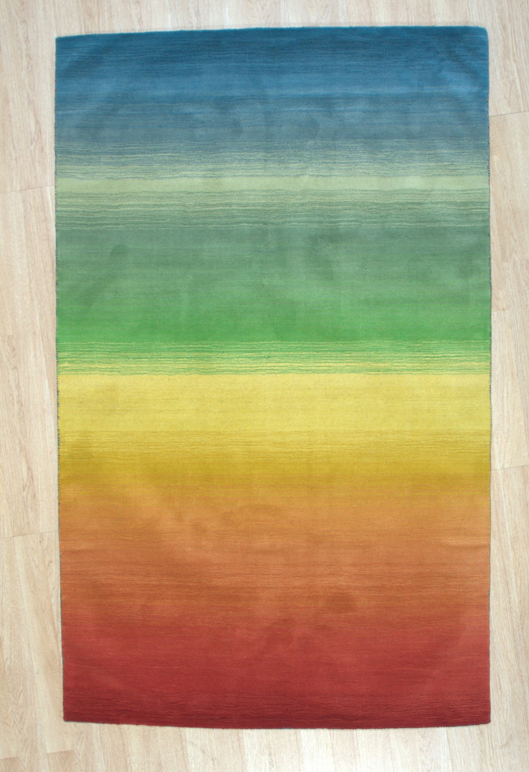Wool Rainbow Rug Hand-Tufted Wool Multicolor Contemporary Stripe Rainbow Rug, 5' X 8 ...