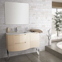 Italian 53 inch Modern Floating Bathroom Vanity Sand Glossy Finish - Bathroom Vanities And Sink Consoles