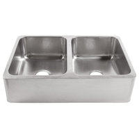 Lange Stainless Steel 32" Double Bowl Farmhouse Undermount Kitchen Sink, Brushed Stainless Steel