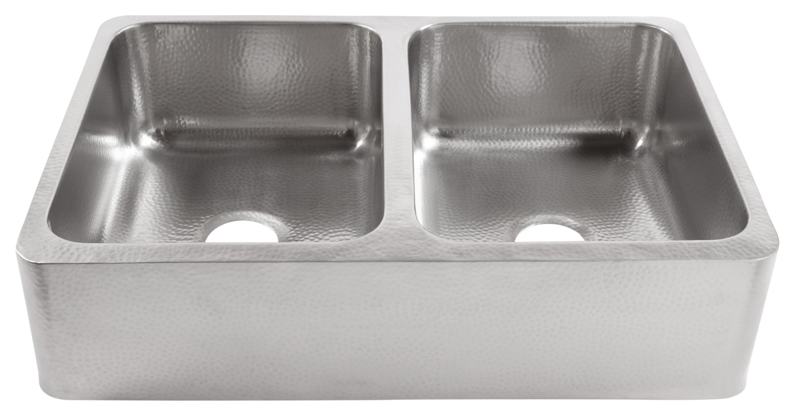 Lange Stainless Steel 32" Double Bowl Farmhouse Undermount Kitchen Sink, Brushed Stainless Steel