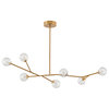 5-Light 37.8" Gold Steel Chandelier With Glass Shades