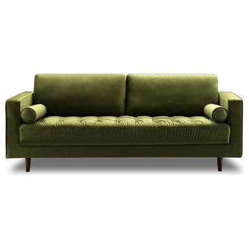 Bente Tufted Velvet 3-Seater Sofa, Green