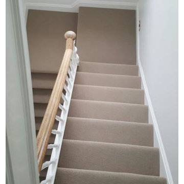 Brown Carpet Installation to Stairs