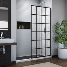 French Linea Toulon 34"x72" Single Panel Shower Door, Open Design, Satin Black