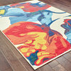 Jillian Bold Abstract Floral Ivory and Multi Area Rug, 6'7"x9'6"