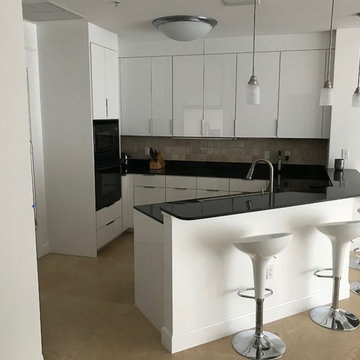 Modern Kitchen Remodel Done With High Gloss Acrylic Doors