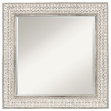 Trellis Silver Beveled Wood Bathroom Wall Mirror - 26 x 26 in.