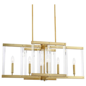 Regent 6 Light Chandelier in Polished Brass With Acrylic