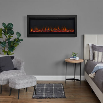 Real Flame 49" Wall Mounted Recessed Electric Fireplace Insert in Black