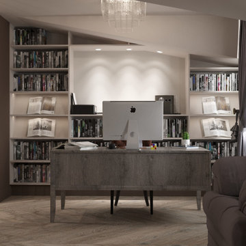Attic home office and home theater in Moscow, Russia